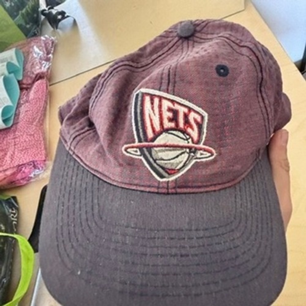 Logo Athletic New Jersey Nets Hat Mens Sz OS Maroon Snapback Vintage NBA Cap - Picture 7 of 7